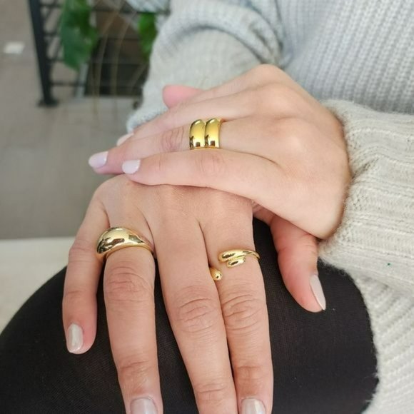 Size 9 Womens‎ Gold Plated Retro Smooth Surface Dome Unisex Finger Ring Jewelry - Picture 13 of 13